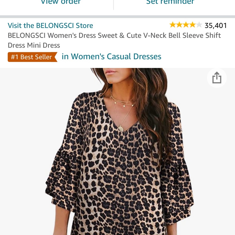 Leopard print bell sleeve mini dress